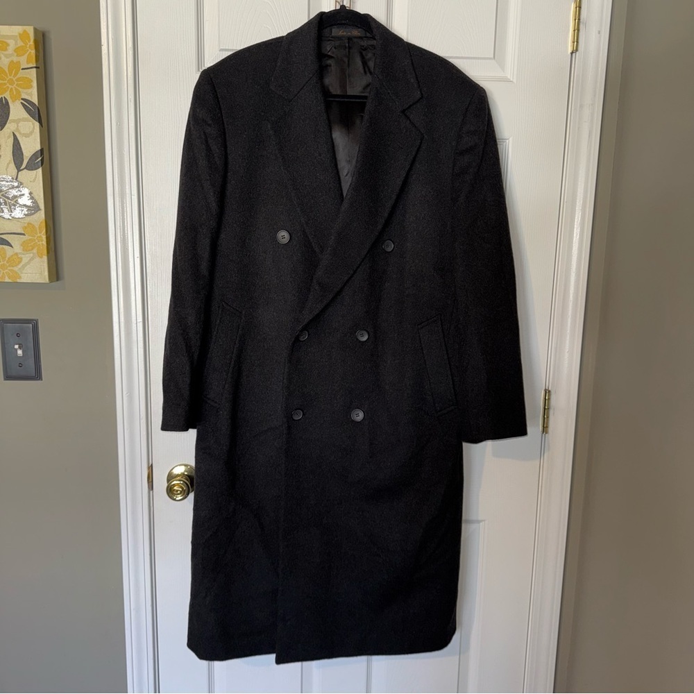 GGG Clothes Men's Black Wool Cashmere Trench Coat Professional Size 42R Corpcore